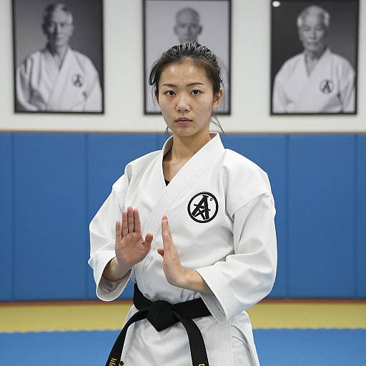 Asian Woman in Karate Stance