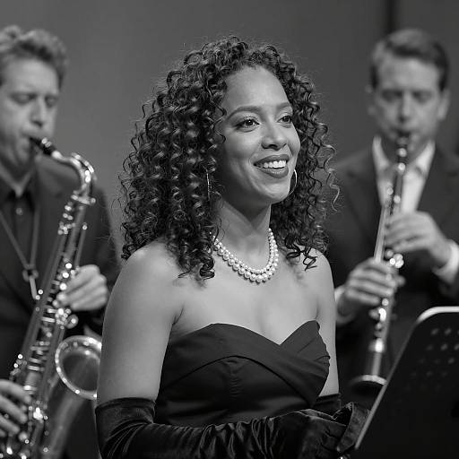 Elegant Woman Singing with Jazz Band