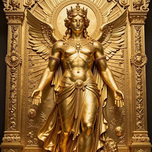 Golden Divine Figure with Ornate Backdrop