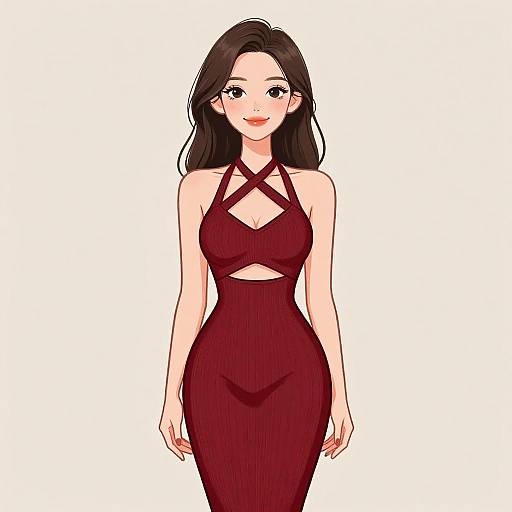 Chic Woman in Red Bodycon Dress