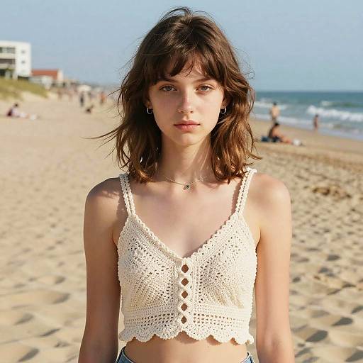 Teen Girl with Blended Bangs on Beach
