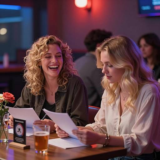 Dimly Lit Table with Vibrant Lighting