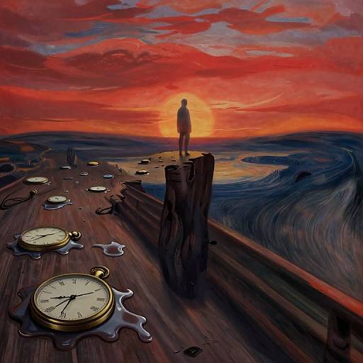 Surreal Twilight with Melting Timepieces