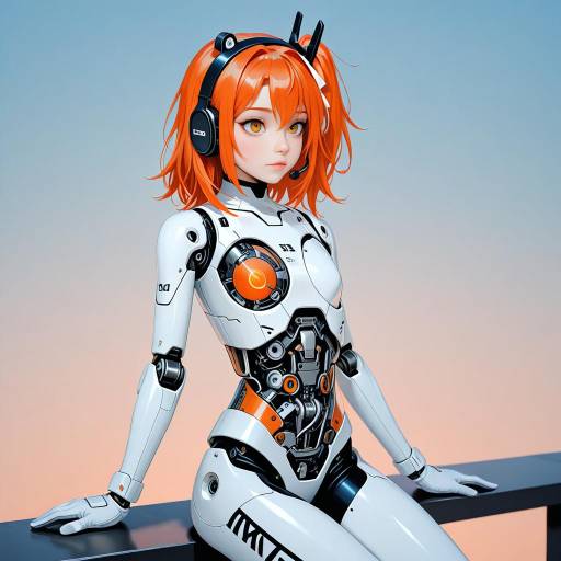 Cybernetic Cowgirl with Orange Accents