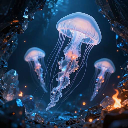 Ethereal Crystalline Jellyfish Cavern