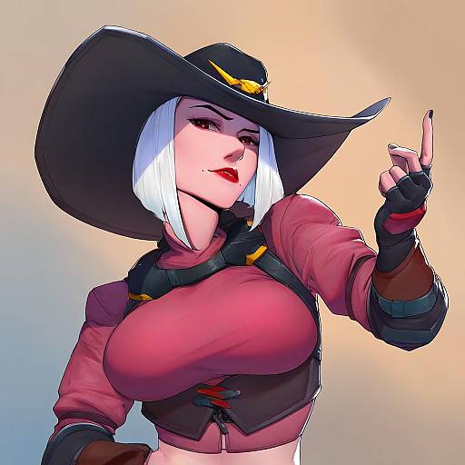 Illustration of Ashe (overwatch), overwatch in the style of Rat huang