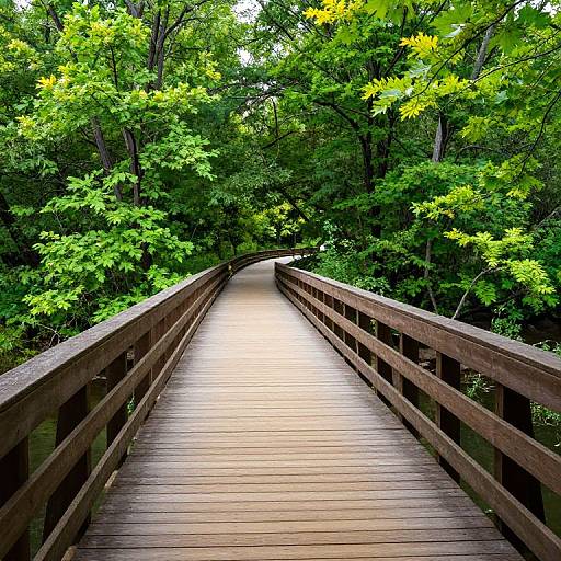 Winding Wooden Bridge Over Manistee River