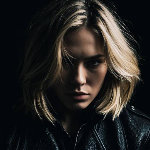 Close-Up Portrait of Blonde Woman with Intense Gaze