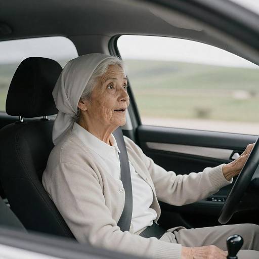 Surprised Elderly Woman in Car
