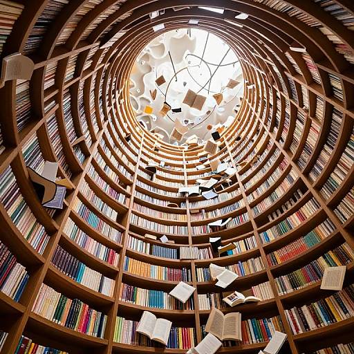 Doughnut-Shaped Spiral Library Interior