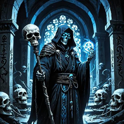 Gothic Necromancer in Ancient Crypt