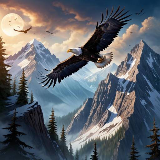 Eagle Soaring Above Mystical Mountains Eagle Soaring Above Mystical Mountains