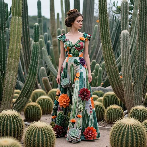Woman in Cactus Garden Dress