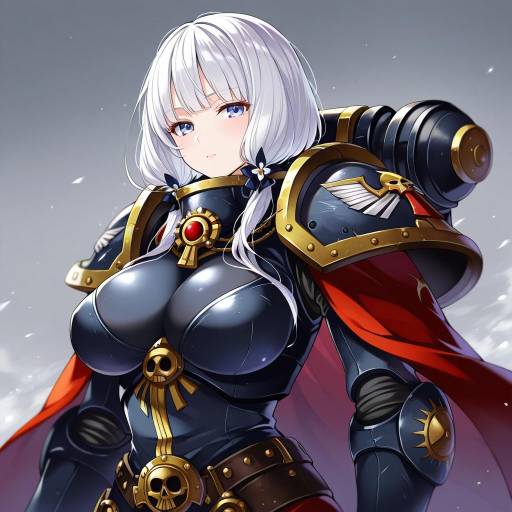 Illustration of Adepta sororitas, warhammer 40k in the style of Ringozaka mariko