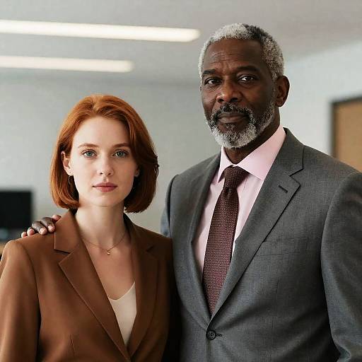 Professional Middle-Aged Man and Young Woman in Office