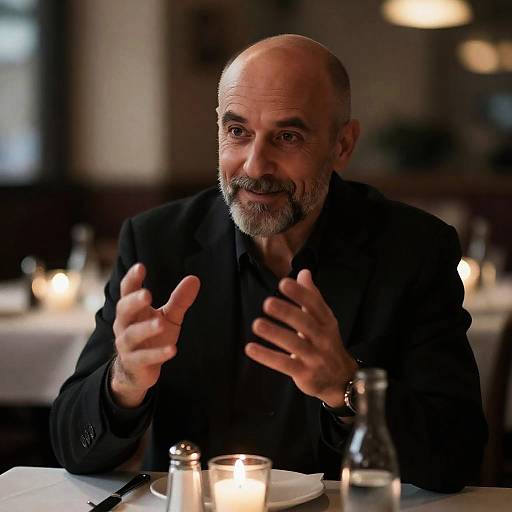 Thoughtful Man Dining in Dim Light