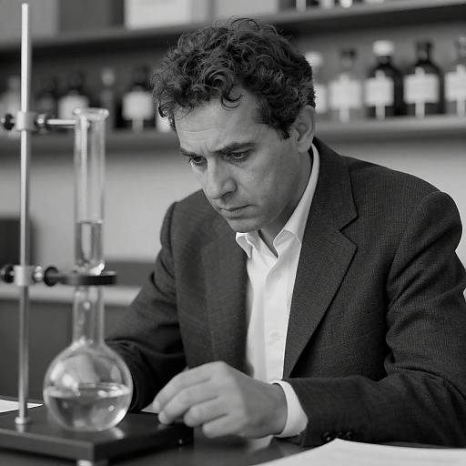Focused Scientist in Black-and-White