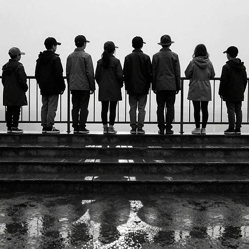 Monochrome Silhouettes of Boys and Girl