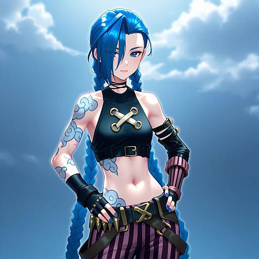 Illustration of Arcane jinx, league of legends in the style of Popopoka