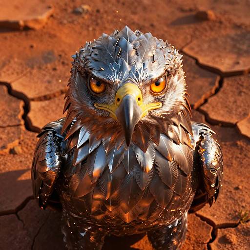 Glossy Titanium Eagle Head Illustration