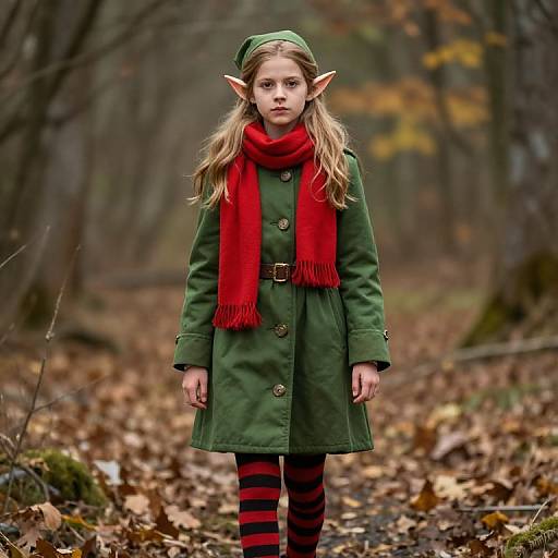 Female Elf in Green Coat