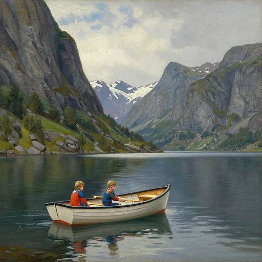 Norwegian Fjord Oil Painting Scene