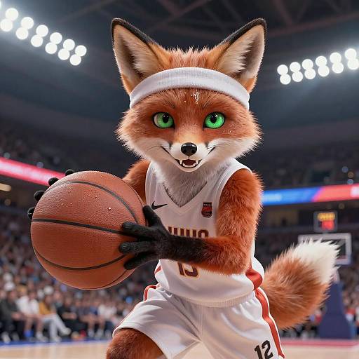 Dynamic Anthro Fox Basketball Athlete Portrait