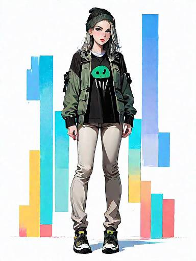 Casual Streetwear Woman Full Body Illustration