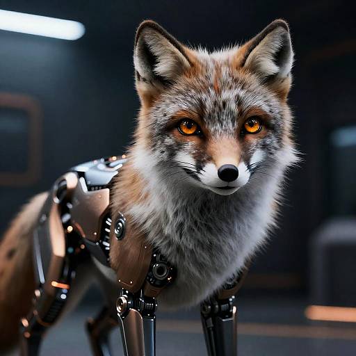 Bronze Cybernetic Arctic Fox with HUD