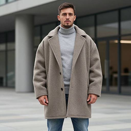 European Man in Oversized Outerwear