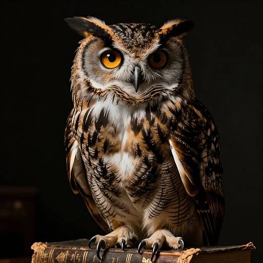 Enigmatic Owl on Ancient Book