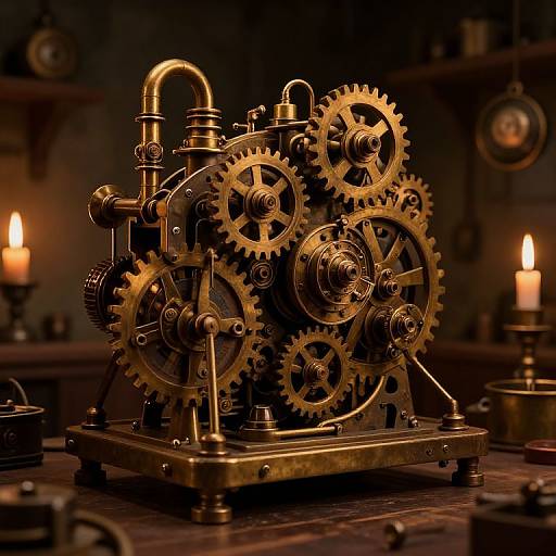 Steampunk Mechanical Device in Workshop