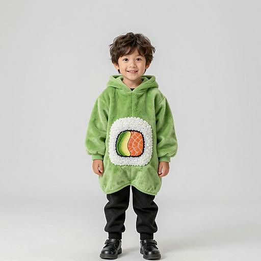 Young Boy in Green Sushi Roll Costume