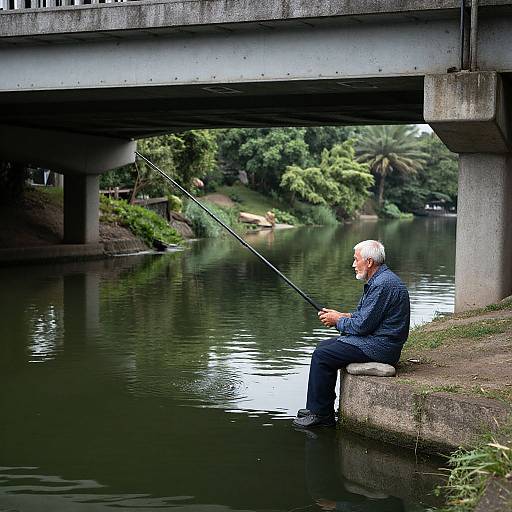 Old Man Fishing for Memories