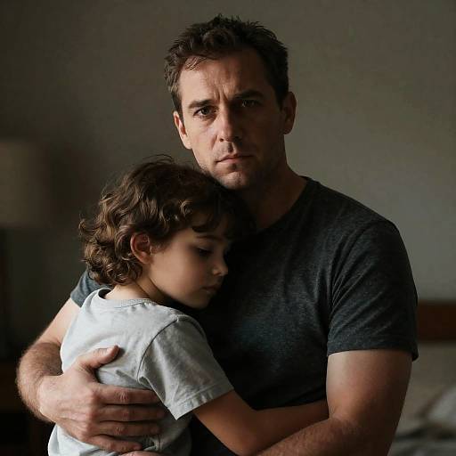 Dramatic Portrait of Fatherhood Emotions