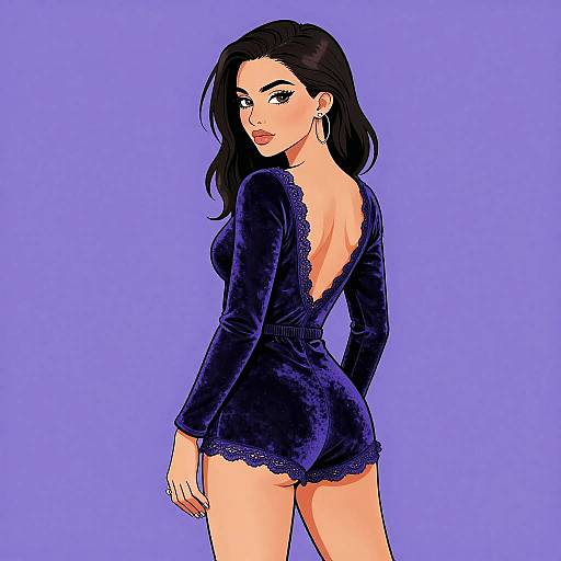 Elegant Velvet Romper with Lace Details