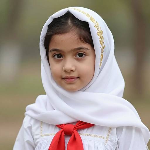 Young Girl in Embroidered Headscarf
