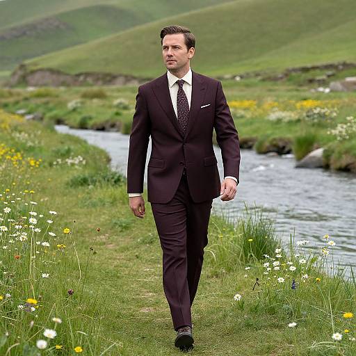 Handsome Man Walking Along Riverbank