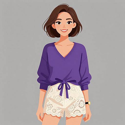 Smiling Woman in Casual Chic Outfit