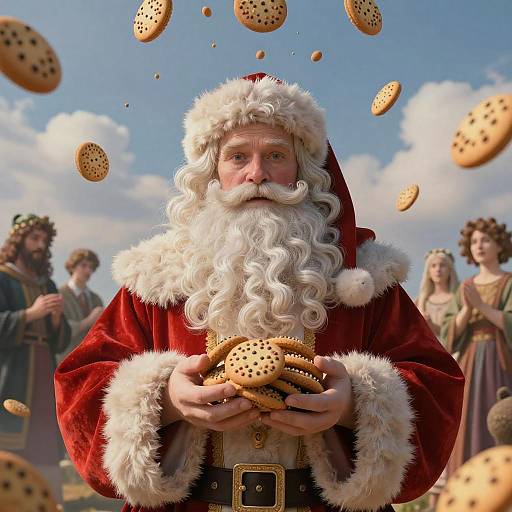Godly Santa Descending with Cookies