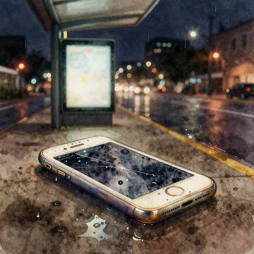 Realistic Watercolor of Cracked Smartphone