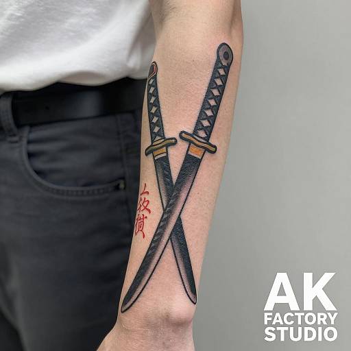 Tattoo Design with Katanas and Kanji