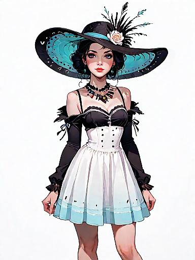 Boho Chic Woman in Black Mini Dress