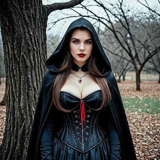 Elegant Dracula Costume for Women Outdoors