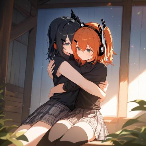 Morning Hug in a Rustic Cabin