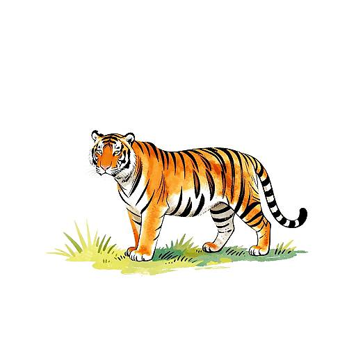 Minimalistic Tiger Landscape Illustration