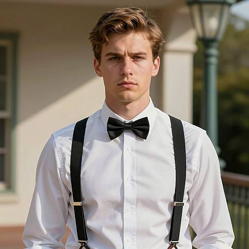 Young Man in Formal Attire Outdoors