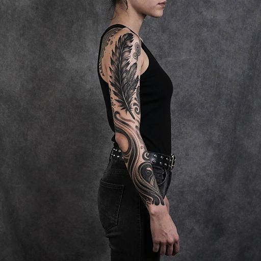 Tattooed Woman in Edgy Attire