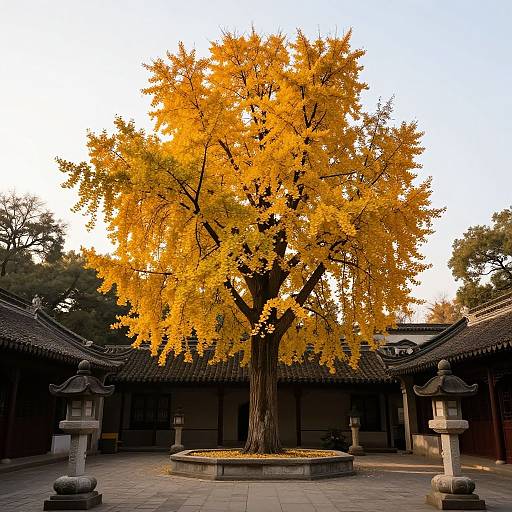 Majestic Ginkgo in Classical Garden