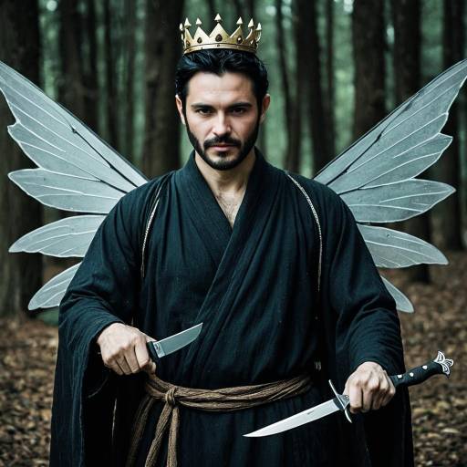 Man in Fairy Costume with Crown and Knives